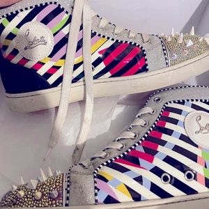 Christian Louboutin spike stripe women shoes